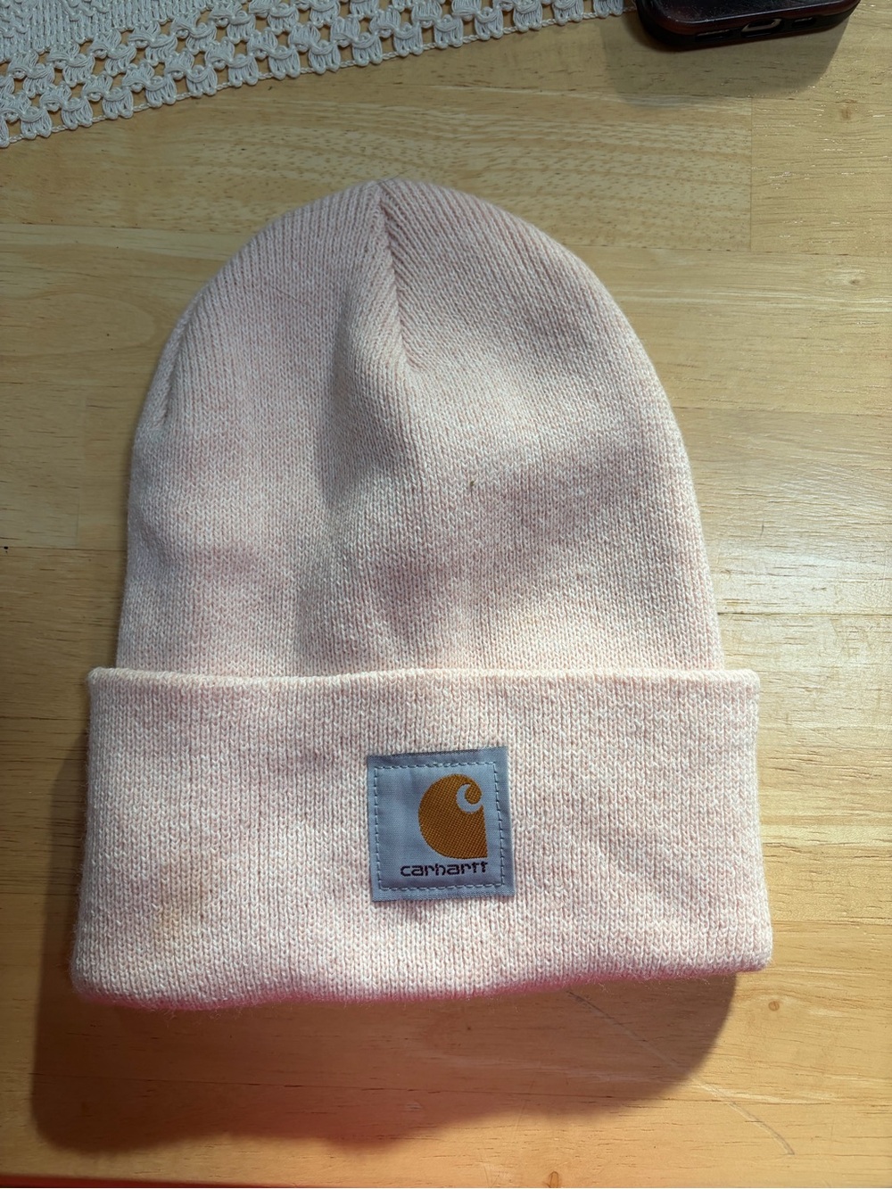 Carhartt Kids Light Pink Cuffed Beanie with Logo Patch